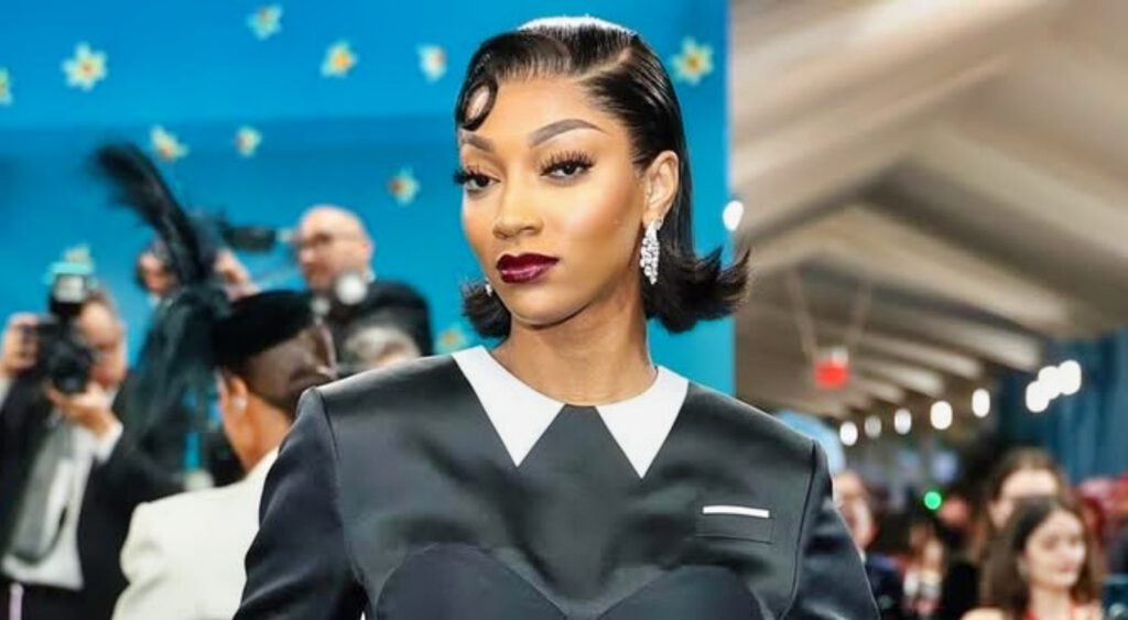 Angel Reese posing at the Met Gala