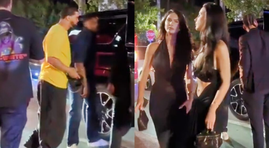 Caleb Williams and several women getting out of an SUV