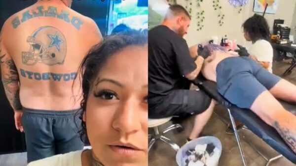 VIDEO: World’s Biggest Bandwagon Fan Creatively Covers His Massive Cowboys Back Tattoo With A New Kansas City Chiefs Tattoo