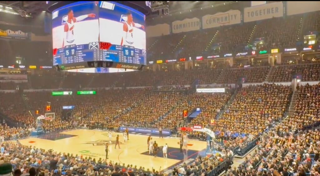 Crowd cheering for Russell Westbrook
