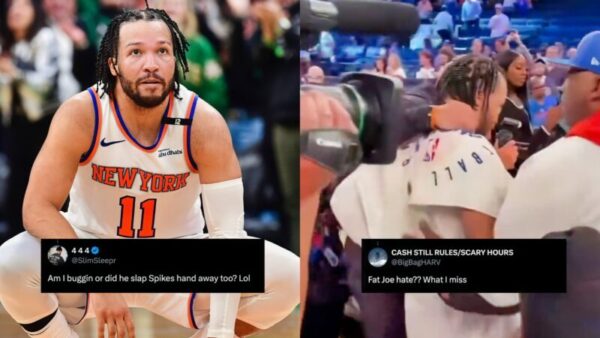 Newly Surfaced Clip Of Jalen Brunson Has The Entire Internet Going Crazy As He Appears To Ignore Rapper Fat Joe While Celebrating ECF Qualification