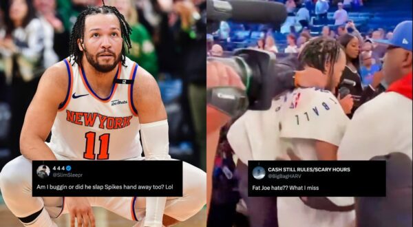 A new clip of Jalen Brunson seemingly ignoring rapper Fat Joe during ECF celebration goes viral, sending the internet into a frenzy