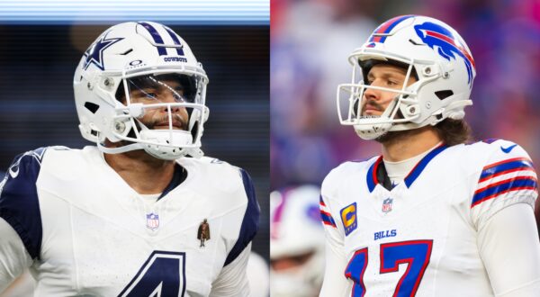 Josh Allen and Dak Prescott in uniform