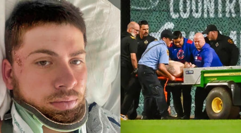 Kavan Markwood in hospital bed and on cart