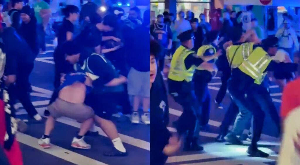 Knicks and Celtics fans fighting