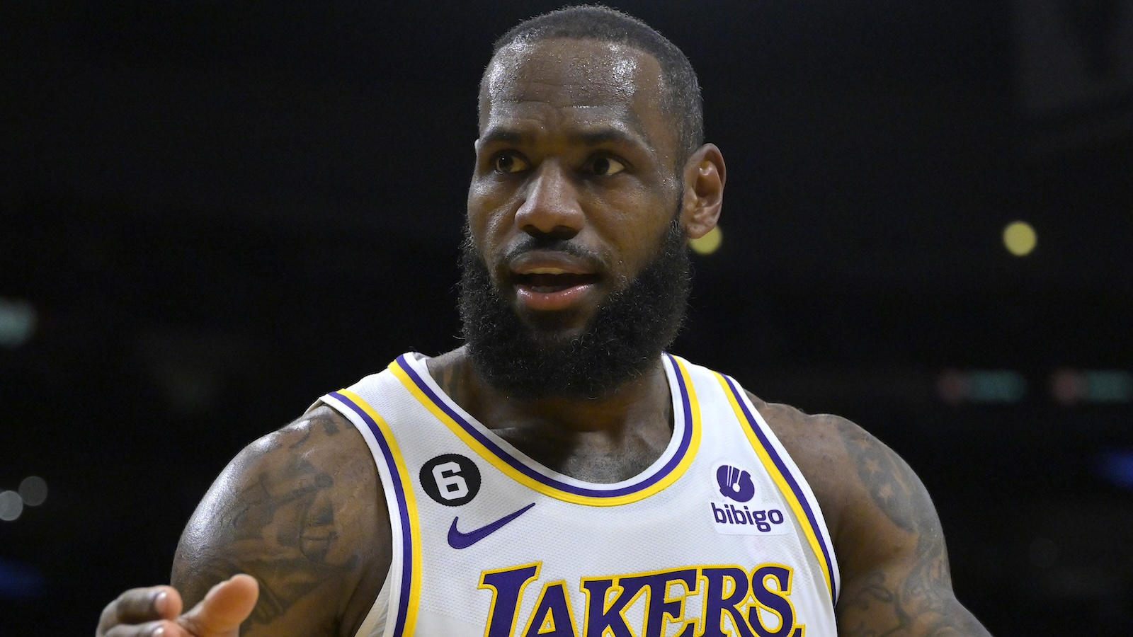 LeBron James looks on