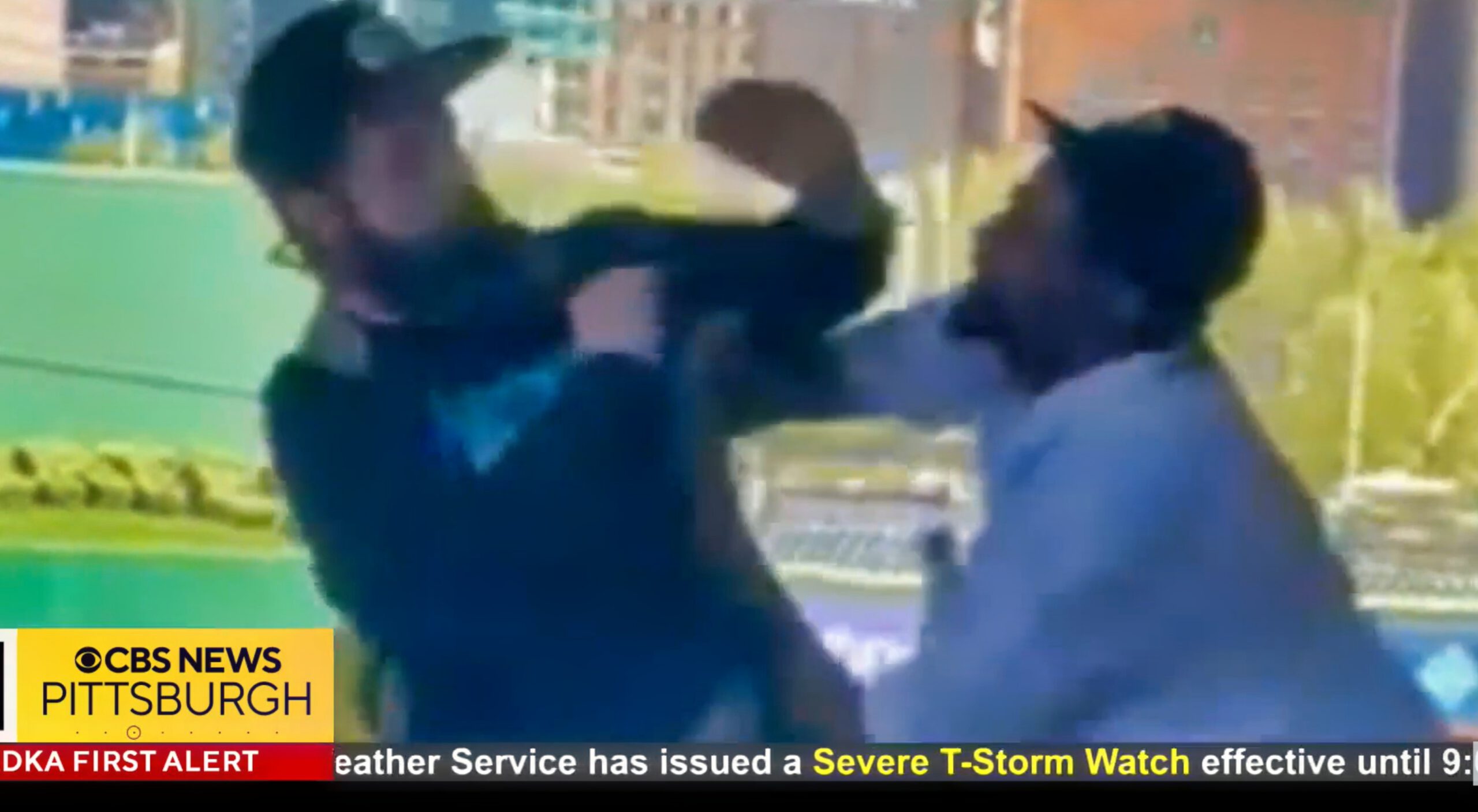 Still from fight between Pittsbugh Pirates employee and fan