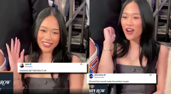Sunisa Lee cheering up for the Knicks