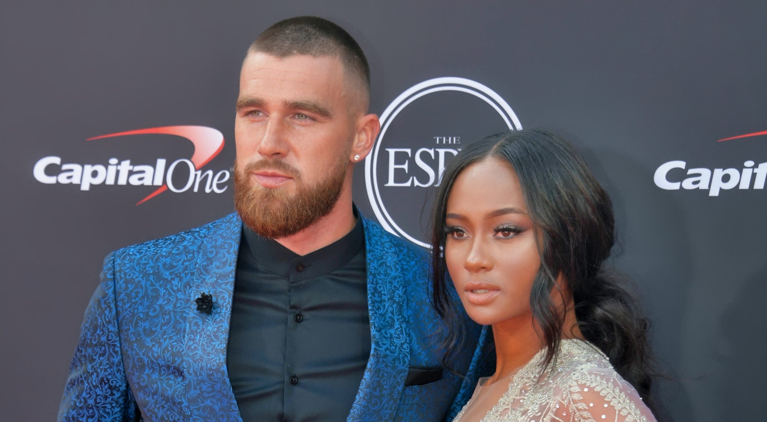 Kansas City Chiefs tight end Travis Kelce and Kayla Nicole posing