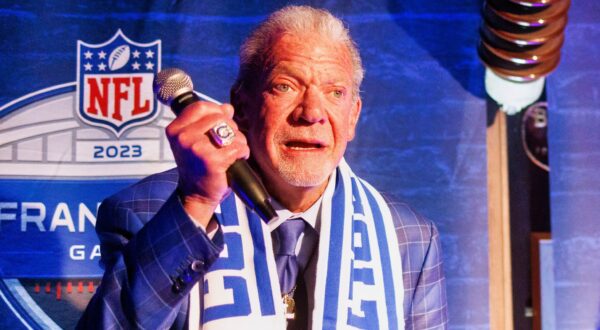 Jim Irsay with a mic in his hand