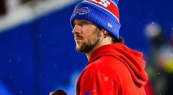 Josh Allen in Bills gear