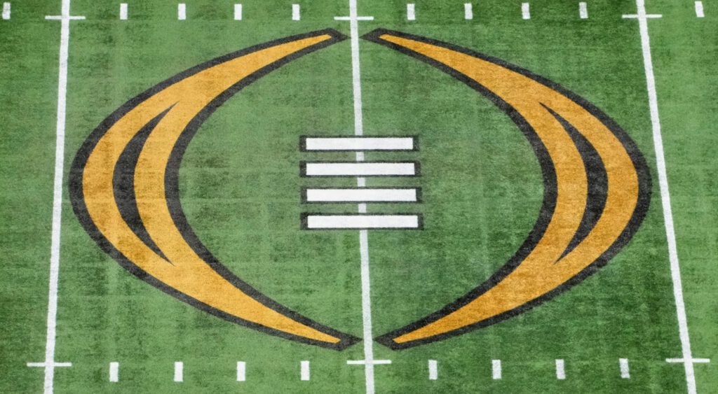 College Football Playoff National Championship logo. Cameron Rising had to retire.