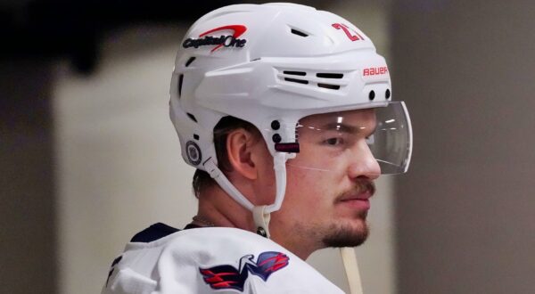 Washington Capitals defenseman Alexander Alexeyev in uniform