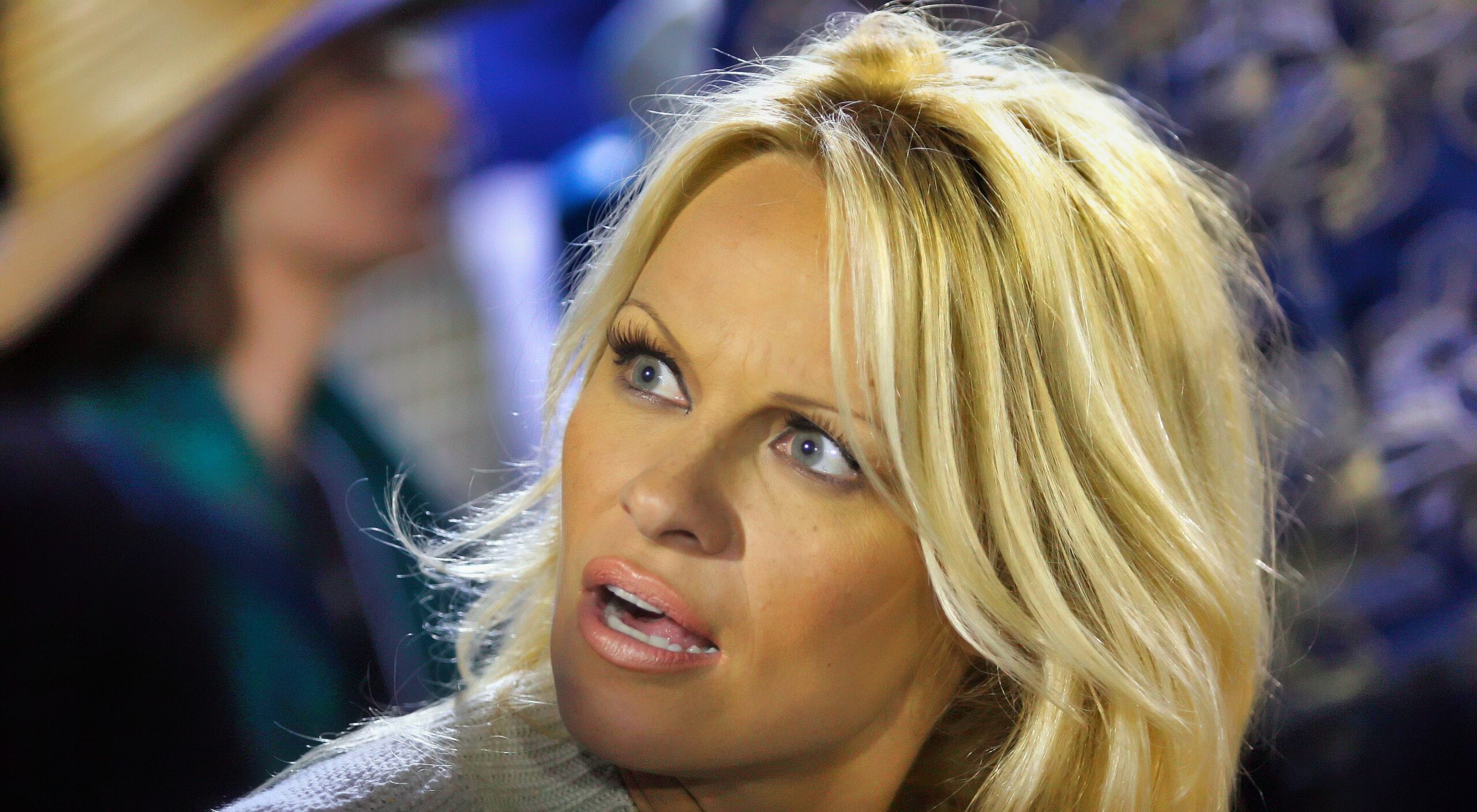Actress Pamela Anderson looking shocked