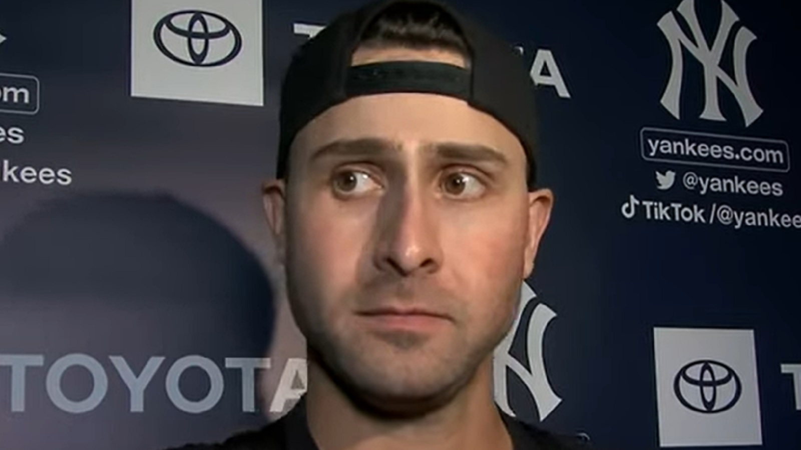 Joey Gallo with the media