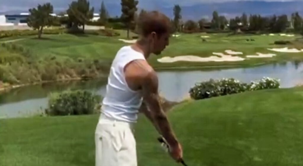 Justin Bieber golfing.
