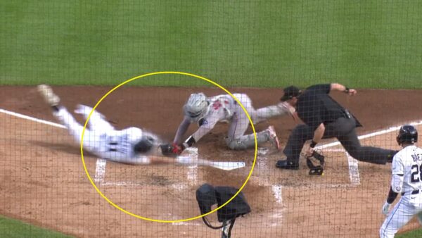 Tigers’ Riley Greene scores on ridiculous slide into home plate