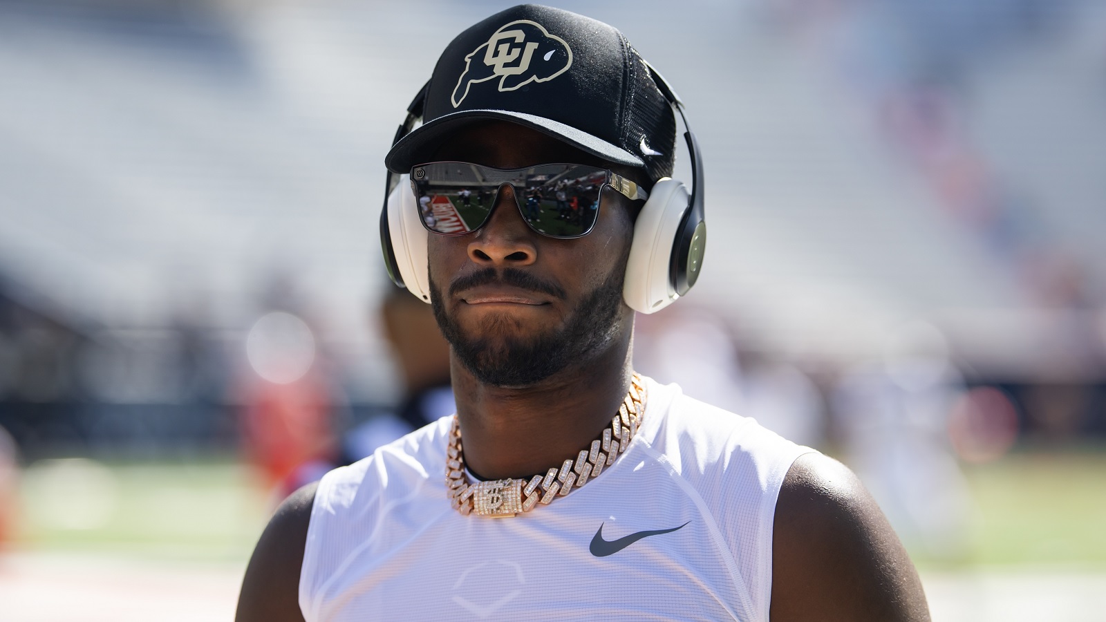 Shedeur Sanders in headphones