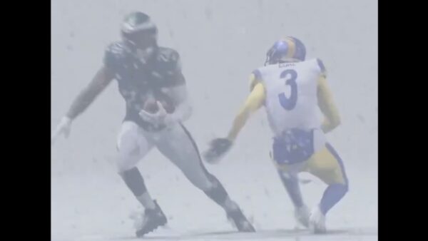 Eagles' Saquon Barkley running past Rams' Kam Curl in Madden 26 trailer
